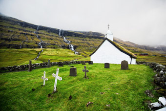 church and church cemetery on Faroe Islands