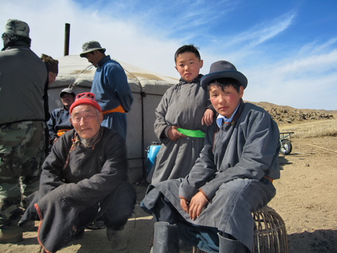 mongolian family in the steppe mongolia