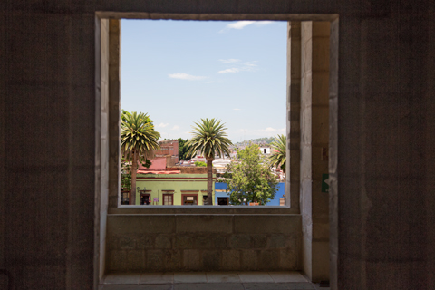 Street shot from window at Museum of Oaxacan Cultures Oaxaca Mexico